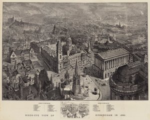 Vogelvlucht van Birmingham in 1886